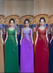  ÁO DÀI DẠ HỘI ĐỎ ĐÔ - DH014B