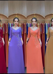  ÁO DÀI DẠ HỘI NÂU TÂY - DH1074