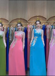  ÁO DÀI DẠ HỘI HỒNG RUỐC - DH1069
