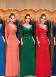  ÁO DÀI DẠ HỘI ĐỎ TƯƠI - DH1030