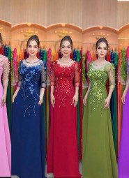  ÁO DÀI DẠ HỘI VÀNG ĐỒNG -  DH1013