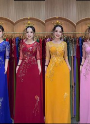  ÁO DÀI DẠ HỘI ĐỎ ĐÔ - DH153B