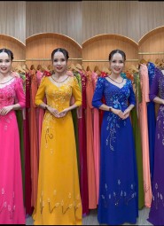  ÁO DÀI DẠ HỘI XANH BƠ - DH1041