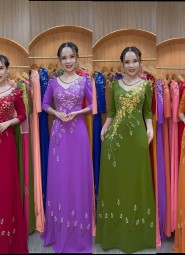  ÁO DÀI DẠ HỘI XANH BƠ - DH1041
