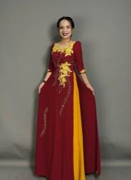  ÁO DÀI DẠ HỘI XANH ĐEN  DH1048 
