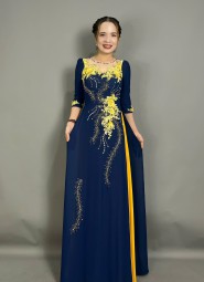  ÁO DÀI DẠ HỘI XANH ĐEN  DH1048 