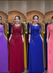  ÁO DÀI DẠ HỘI HỒNG PHẤN - NT152B