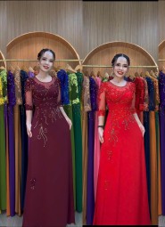  ÁO DÀI DẠ HỘI HỒNG PHẤN - NT152B