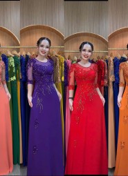  ÁO DÀI DẠ HỘI HỒNG PHẤN - NT152B