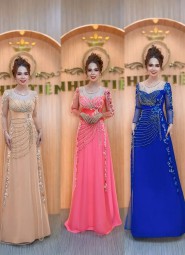  ÁO DÀI DẠ HỘI ĐỎ MẬN - DHCC105