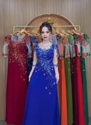  ÁO DÀI DẠ HỘI XANH COBAN - DH014B