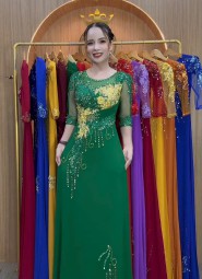 ÁO DÀI DẠ HỘI XANH LÁ -DH1055