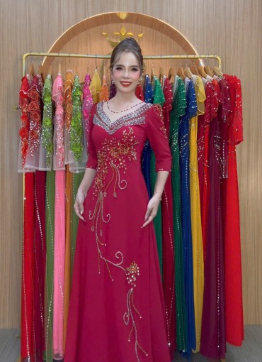  ÁO DÀI DẠ HỘI ĐỎ ĐÔ - DH1030