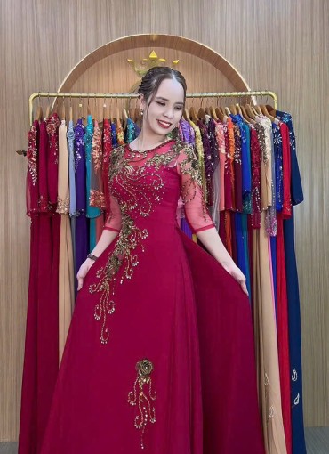  ÁO DÀI DẠ HỘI ĐỎ ĐÔ - DH1062