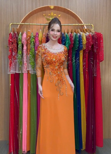  ÁO DÀI DẠ HỘI CAM NGHỆ - DH1013