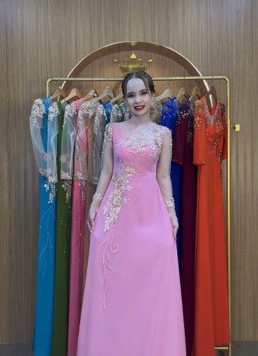  ÁO DÀI DẠ HỘI HỒNG RUỐC - DH1069