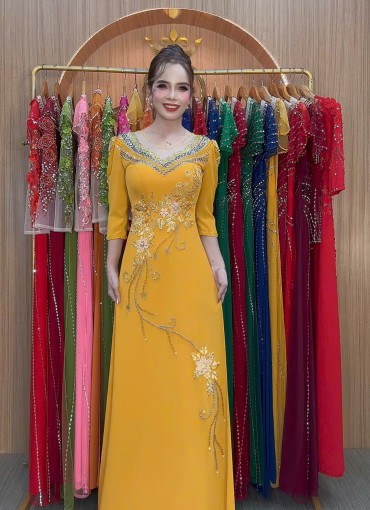  ÁO DÀI DẠ HỘI VÀNG ĐỒNG - DH1030
