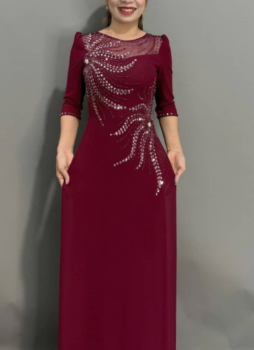 ÁO DÀI DẠ HỘI ĐỎ MẬN - DH1047