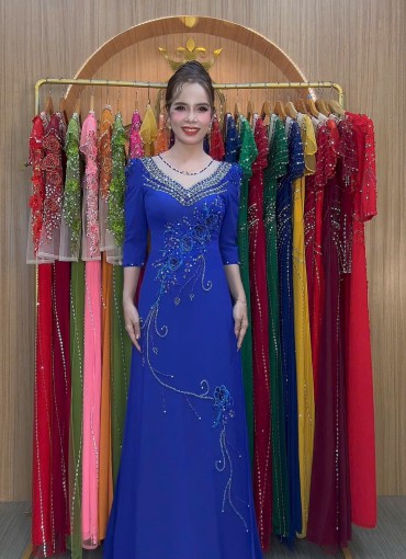  ÁO DÀI DẠ HỘI XANH COBAN - DH1030