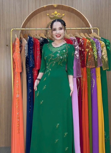 ÁO DÀI DẠ HỘI XANH LÁ - DH1060
