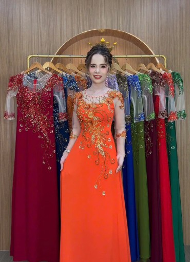  ÁO DÀI DẠ HỘI CAM MỸ - DH014B 