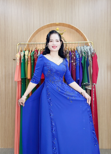 ÁO DÀI DẠ HỘI XANH COBAN - DH1031