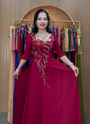 ÁO DÀI DẠ HỘI ĐỎ ĐÔ - DH1034