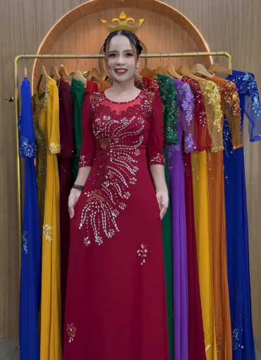 ÁO DÀI DẠ HỘI ĐỎ ĐÔ - DH1056