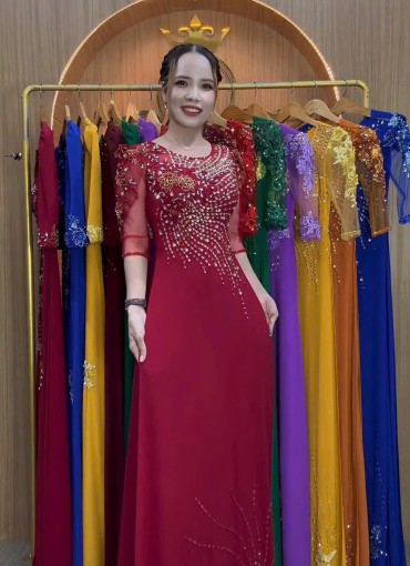  ÁO DÀI DẠ HỘI ĐỎ ĐÔ - DH1057