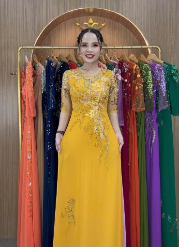  ÁO DÀI DẠ HỘI VÀNG ĐỒNG - DH1059