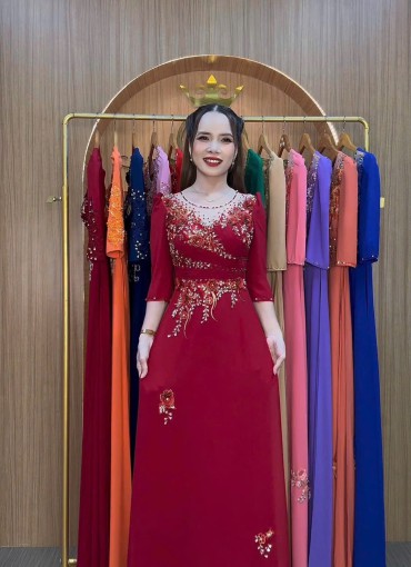 ÁO DÀI DẠ HỘI ĐỎ ĐÔ - DH1068