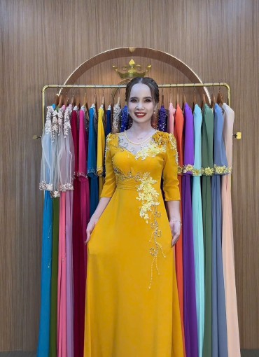  ÁO DÀI DẠ HỘI VÀNG ĐỒNG - DH1070