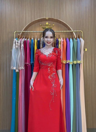  ÁO DÀI DẠ HỘI ĐỎ TƯƠI -DH1070