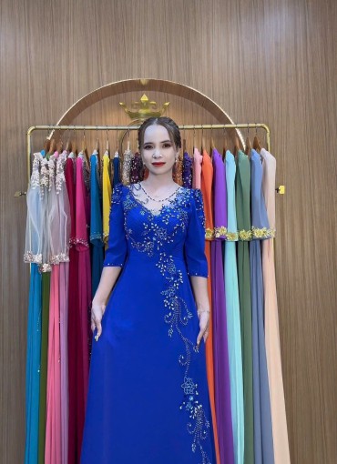 ÁO DÀI DẠ HỘI XANH COBAN - DH1072