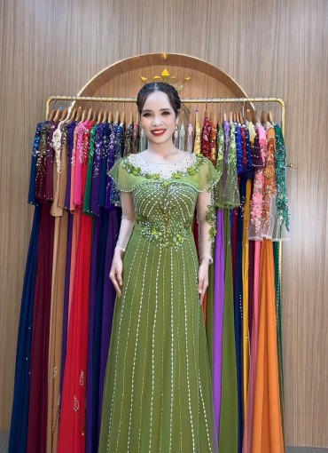  ÁO DÀI DẠ HỘI CAO CẤP XANH BƠ - DHCC101