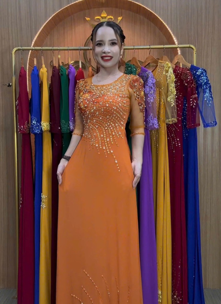  ÁO DÀI DẠ HỘI CAM NGHỆ - DH1057 