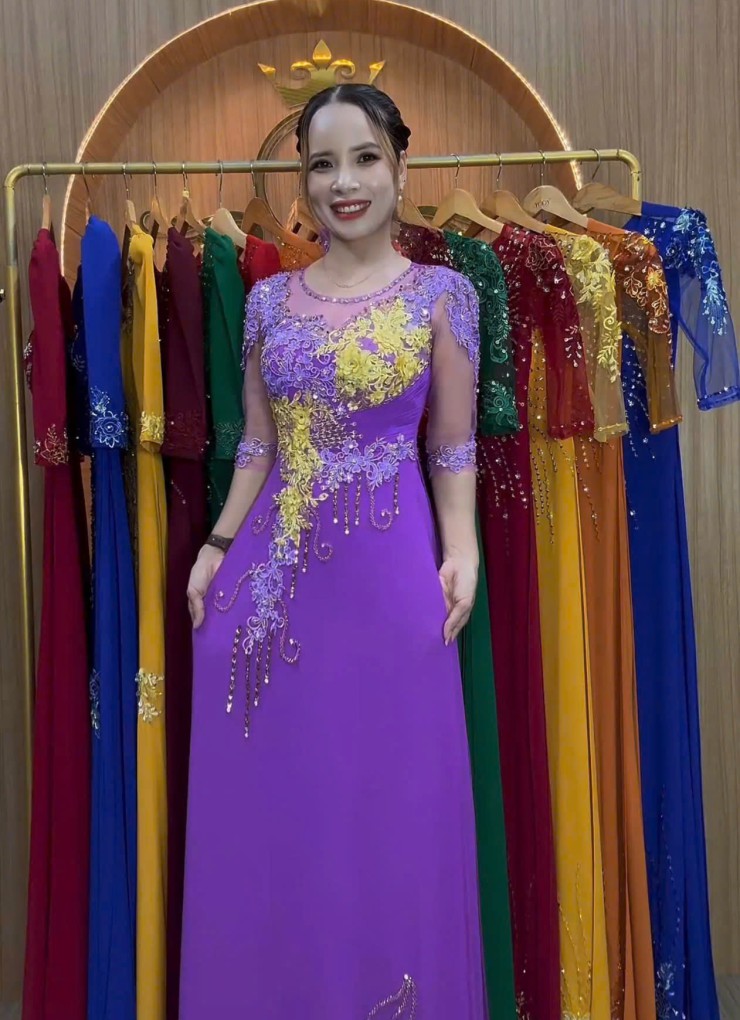  ÁO DÀI DẠ HỘI TÍM CÀ - DH1055 