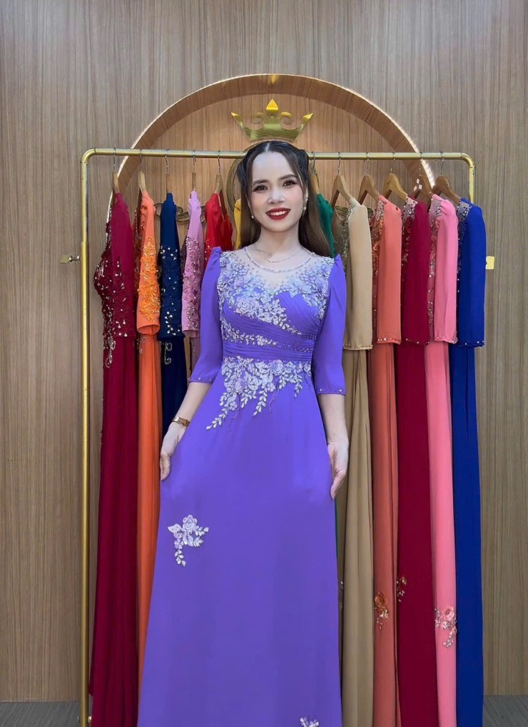  ÁO DÀI DẠ HỘI TÍM MÔN - DH1068 