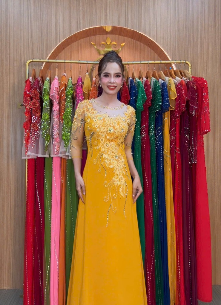  ÁO DÀI DẠ HỘI VÀNG ĐỒNG -  DH1013 
