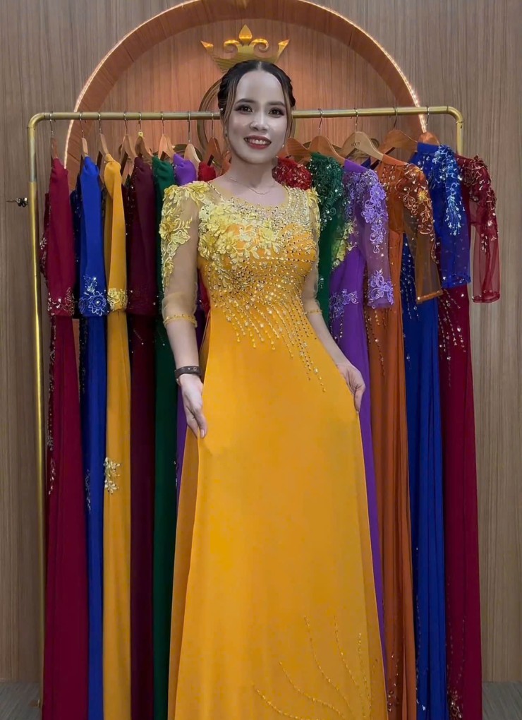 ÁO DÀI DẠ HỘI VÀNG ĐỒNG -  DH1057 