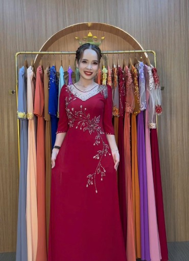  ÁO DÀI DẠ HỘI ĐỎ ĐÔ - DH1074