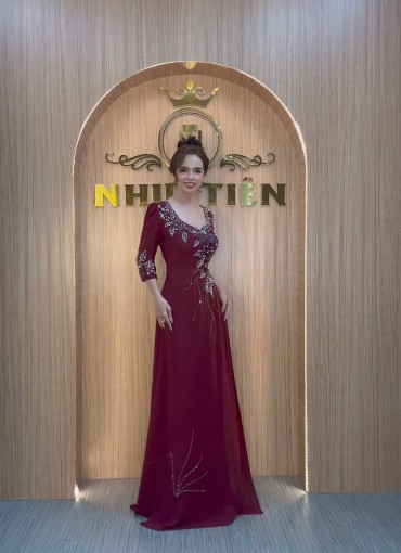  ÁO DÀI DẠ HỘI ĐỎ MẬN - DH1075