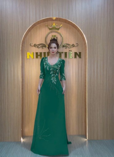  ÁO DÀI DẠ HỘI XANH LÁ -DH1075