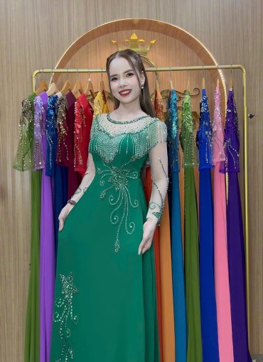  ÁO DÀI DẠ HỘI XANH LÁ - DH1065
