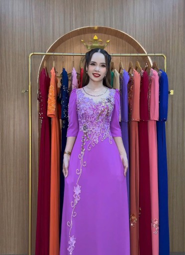 ÁO DÀI DẠ HỘI TÍM CÀ - DH1067