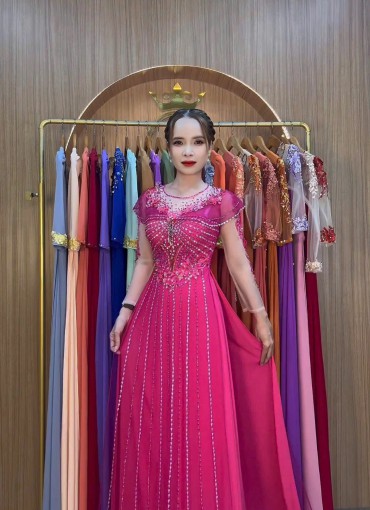 ÁO DÀI DẠ HỘI CAO CẤP HỒNG SEN - DHCC101