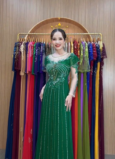 ÁO DÀI DẠ HỘI CAO CẤP XANH LÁ - DHCC101